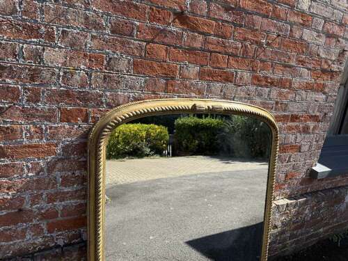 An Exceptional large Antique 19th Century carved wood gilt arched top rope twist fr