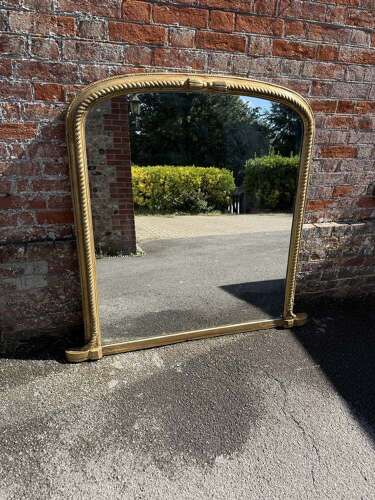 An Exceptional large Antique 19th Century carved wood gilt arched top rope twist fr
