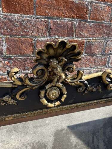 A Superb large highly unusual Antique English painted & gilt Overmantle Mirror.le Mirror