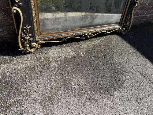 A Superb large highly unusual Antique English painted & gilt Overmantle Mirror.le Mirror
