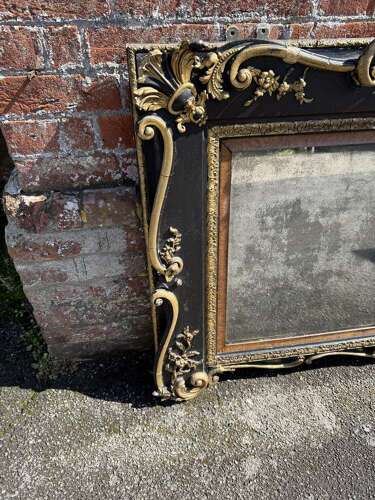 A Superb large highly unusual Antique English painted & gilt Overmantle Mirror.le Mirror