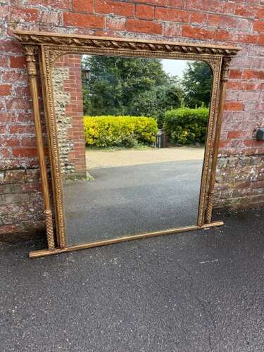 A Stunning large Antique English 19th C gilt rope twist frame Overmantle Mirror.