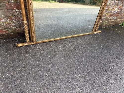 A Stunning large Antique English 19th C gilt rope twist frame Overmantle Mirror.
