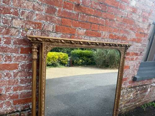 A Stunning large Antique English 19th C gilt rope twist frame Overmantle Mirror.