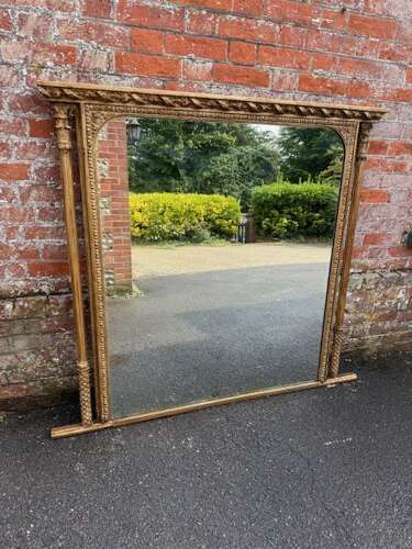 A Stunning large Antique English 19th C gilt rope twist frame Overmantle Mirror.