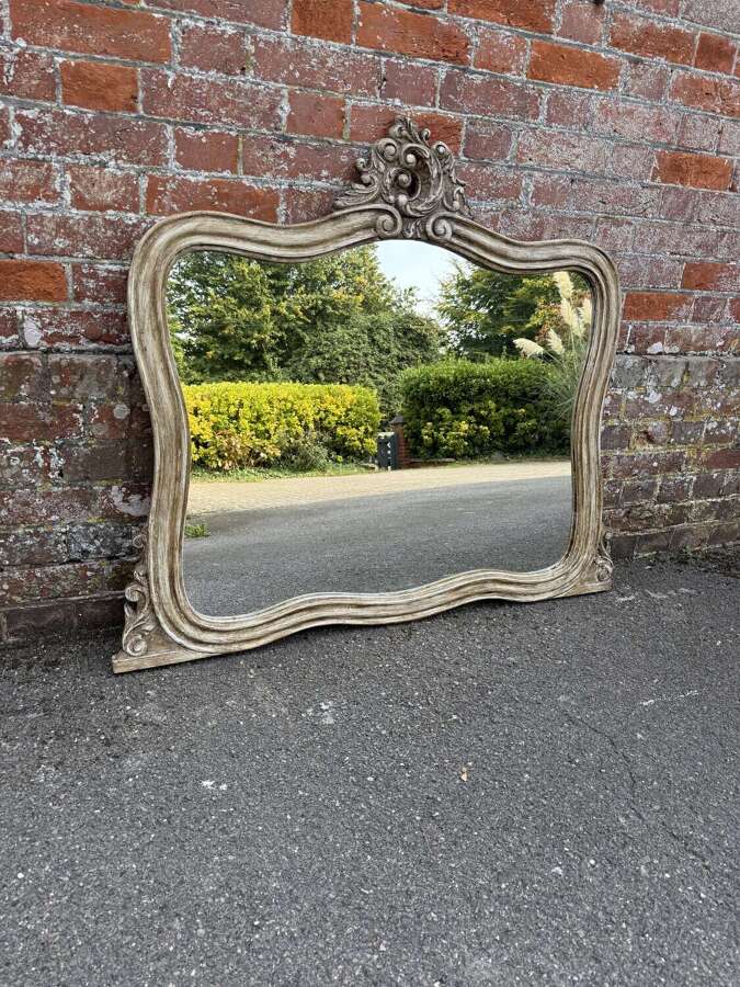A Wonderful large Antique French 19th Century painted shaped Overmantle Mirror.
