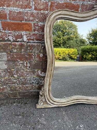 A Wonderful large Antique French 19th Century painted shaped Overmantle Mirror.