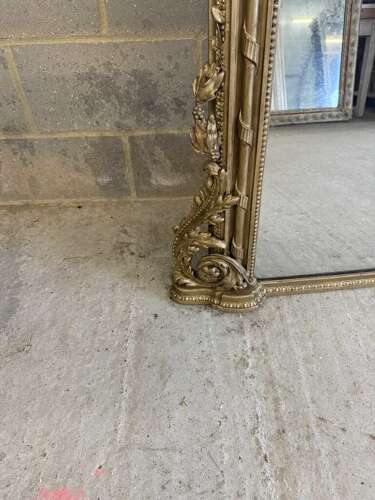 An Exceptional Extra Large Antique English 19th C arched top Overmantlle Mirror.