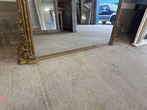 An Exceptional Extra Large Antique English 19th C arched top Overmantlle Mirror.