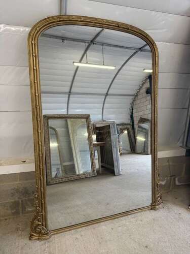 An Exceptional Extra Large Antique English 19th C arched top Overmantlle Mirror.