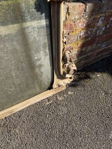 A Stunning large Antique English 19th Century caved wood painted Overmantle Mirror