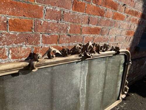 A Stunning large Antique English 19th Century caved wood painted Overmantle Mirror