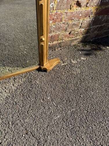 A Delightful large Antique Large English 19th C arched top gilt Overmantle Mirror.