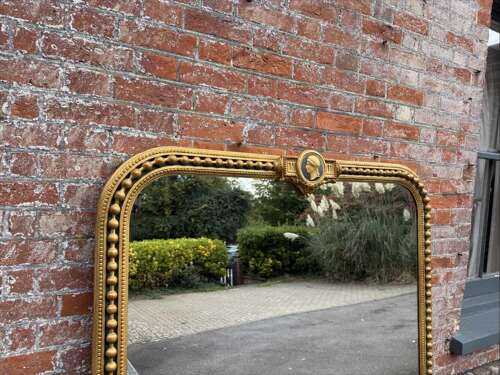 A Spectacular large Antique English 19th Cgilt & black Overmantle Mirror.t