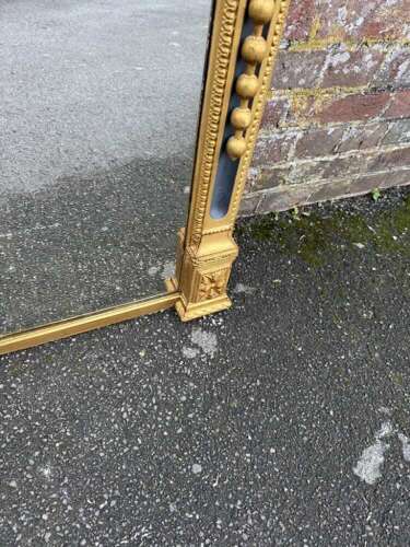 A Spectacular large Antique English 19th Cgilt & black Overmantle Mirror.t