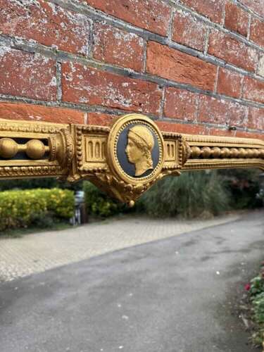 A Spectacular large Antique English 19th Cgilt & black Overmantle Mirror.t