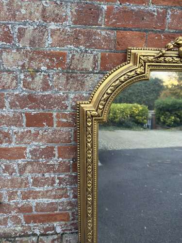 An Exceptional large Antique English 19th C shape top gilt Overmantle Mirror.