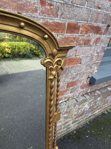 A Fabulous large Antique English 19th Century arched top gilt Overmantle Mirror