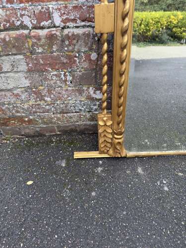 A Fabulous large Antique English 19th Century arched top gilt Overmantle Mirror