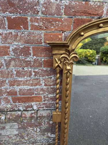 A Fabulous large Antique English 19th Century arched top gilt Overmantle Mirror