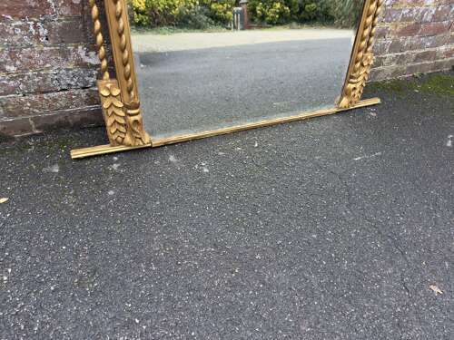 A Fabulous large Antique English 19th Century arched top gilt Overmantle Mirror