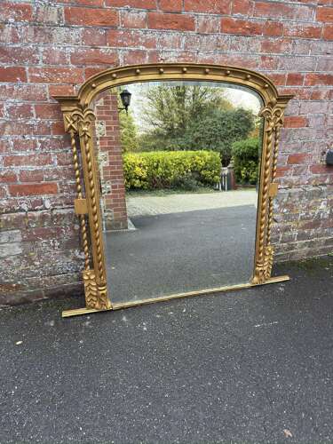 A Fabulous large Antique English 19th Century arched top gilt Overmantle Mirror