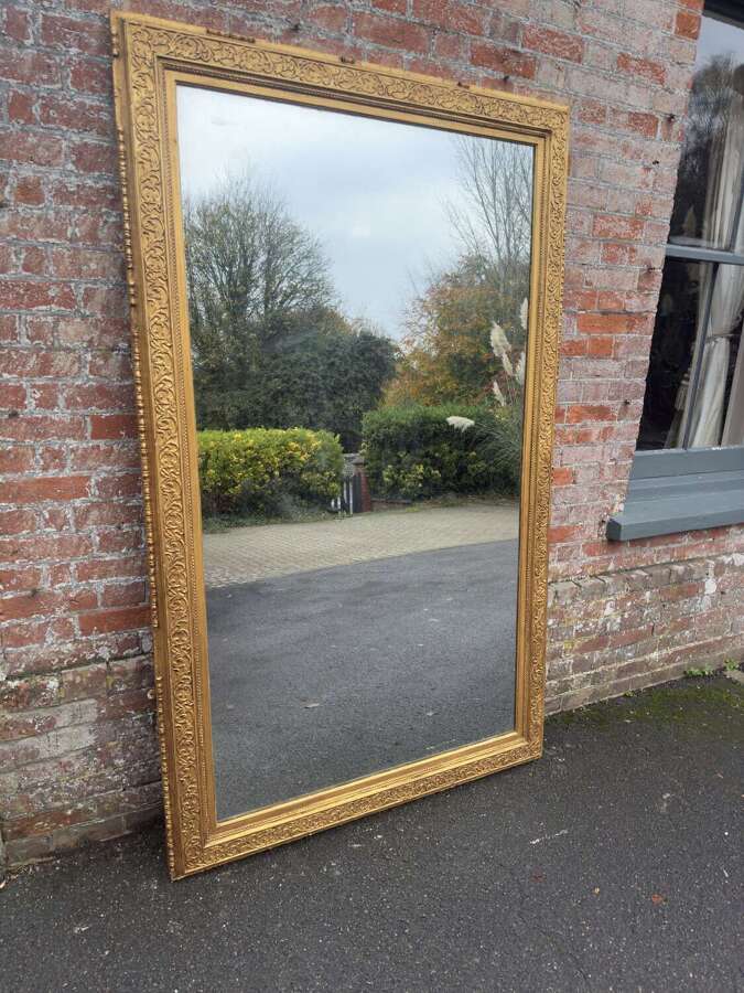 A Delightful large Antique English 19th Century carved wood & gesso gilt Mirror.