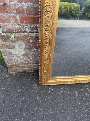 A Delightful large Antique English 19th Century carved wood & gesso gilt Mirror.