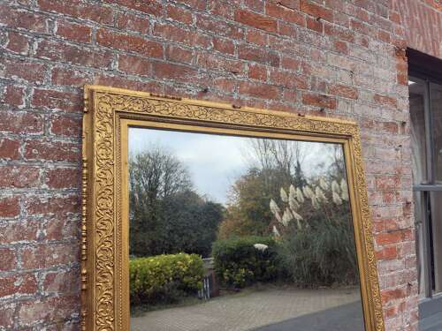 A Delightful large Antique English 19th Century carved wood & gesso gilt Mirror.