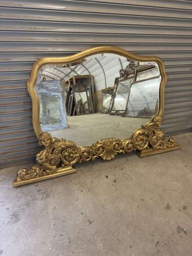 An Exceptional large Antique Italian 19th C carved wood gilt ornate Mirror.