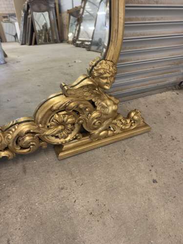 An Exceptional large Antique Italian 19th C carved wood gilt ornate Mirror.