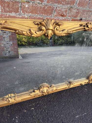 A Delightful large Antique English 19th C gilt ornate framed Overmantle Mirror.