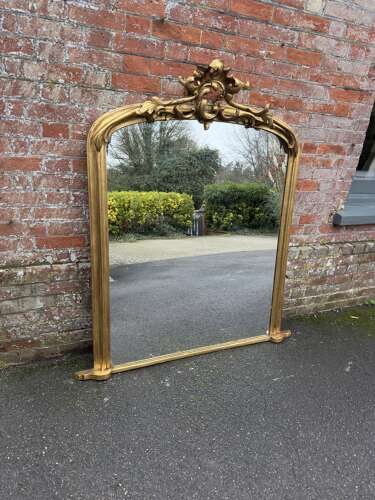 A Stunning large Antique English 19th C top gilt Overmantle Mirror.