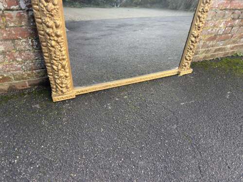 A Superb large Antique English 19th C arched top gilt ornate framed Overmantle Mirror.