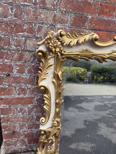 A Spectacular large Antique English 19th C ornate framed gilt & painted Overmantle Mirror.