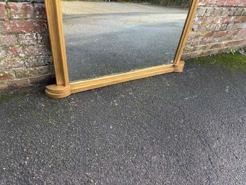A Fabulous large Antique English 19th C arched top gilt Overmantle Mirror.