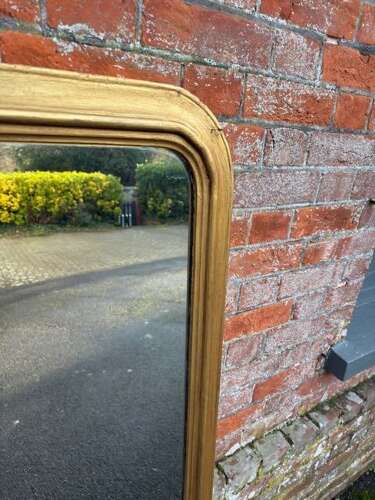 A Fabulous large Antique English 19th C arched top gilt Overmantle Mirror.