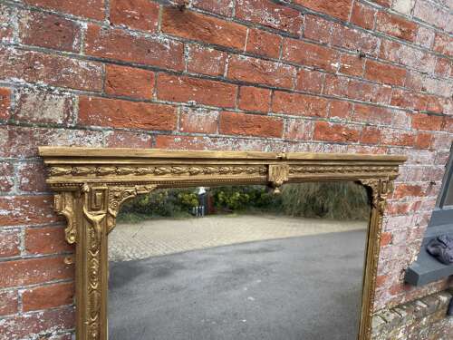 A Delightful large Antique English 19th C gilt Overmantle Mirror.