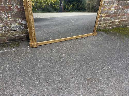 A Fabulous large Antique English 19th C arched top gilt Overmantle Mirror.