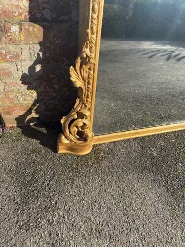 A Stunning large Antique English 19th C arched top gilt Overmantle Mirror.