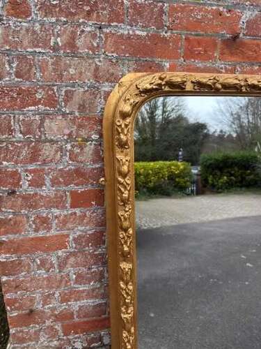 A Superb large Antique English 19th Century gilt tulip framed Overmantel Mirror