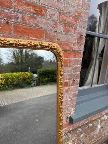 A Superb large Antique English 19th Century gilt tulip framed Overmantel Mirror