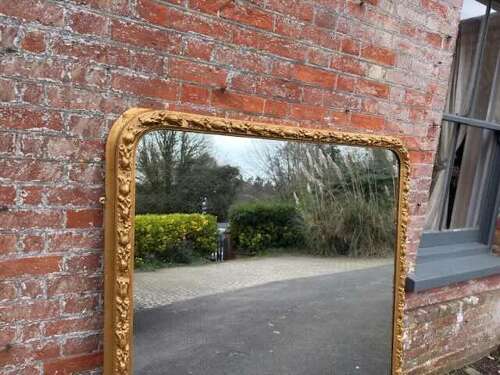 A Superb large Antique English 19th Century gilt tulip framed Overmantel Mirror