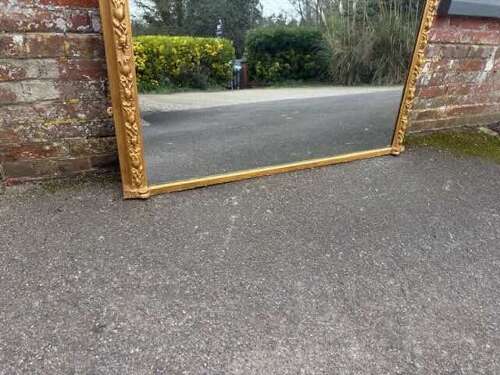 A Superb large Antique English 19th Century gilt tulip framed Overmantel Mirror