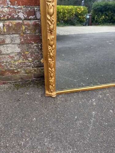 A Superb large Antique English 19th Century gilt tulip framed Overmantel Mirror