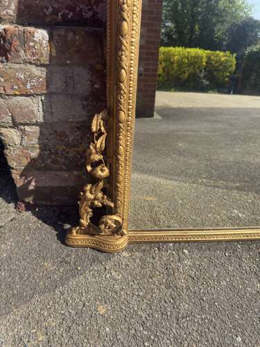 A Highly Impressive Large Antique English 19th Century gilt Overmantle Mirror.