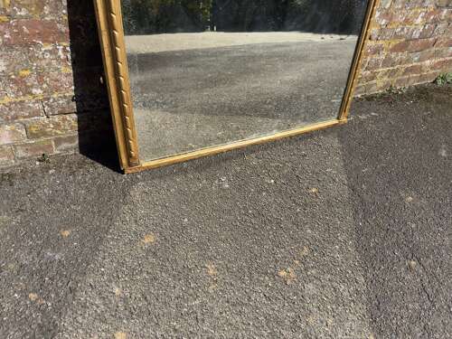 A Wonderful large Antique English 19th Century arched gilt Overmantel Mirror.
