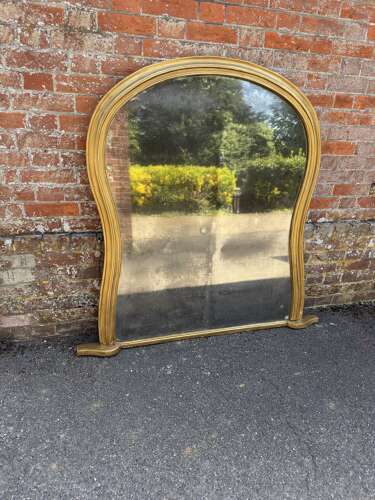 A Specatular large Antique English 19th Century hour glass framed gilt Overmantle Mirror.