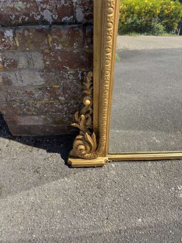 A Stunning large Antique English 19th Century arched top gilt Overmantle Mirror.