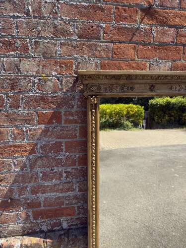 A Wonderful large Antique English 19th Century carved wood & gesso gilt Overmantle Mirror